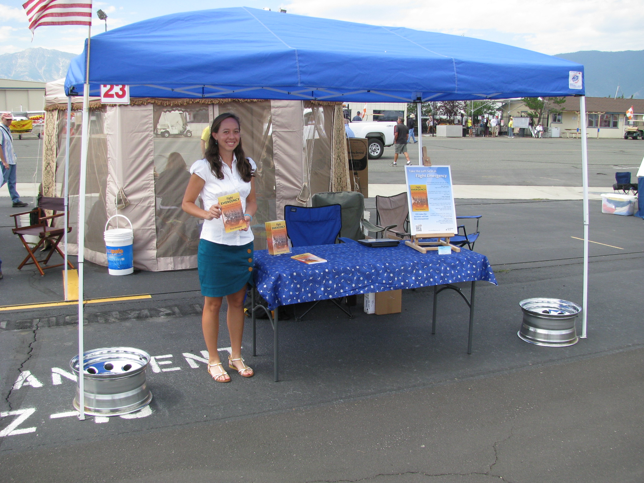 Reya Kempley in the booth at the Minden Aviation Roundup