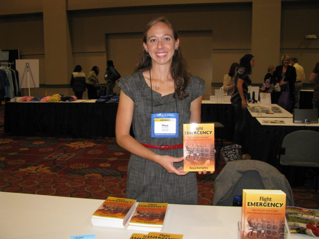 author with her book