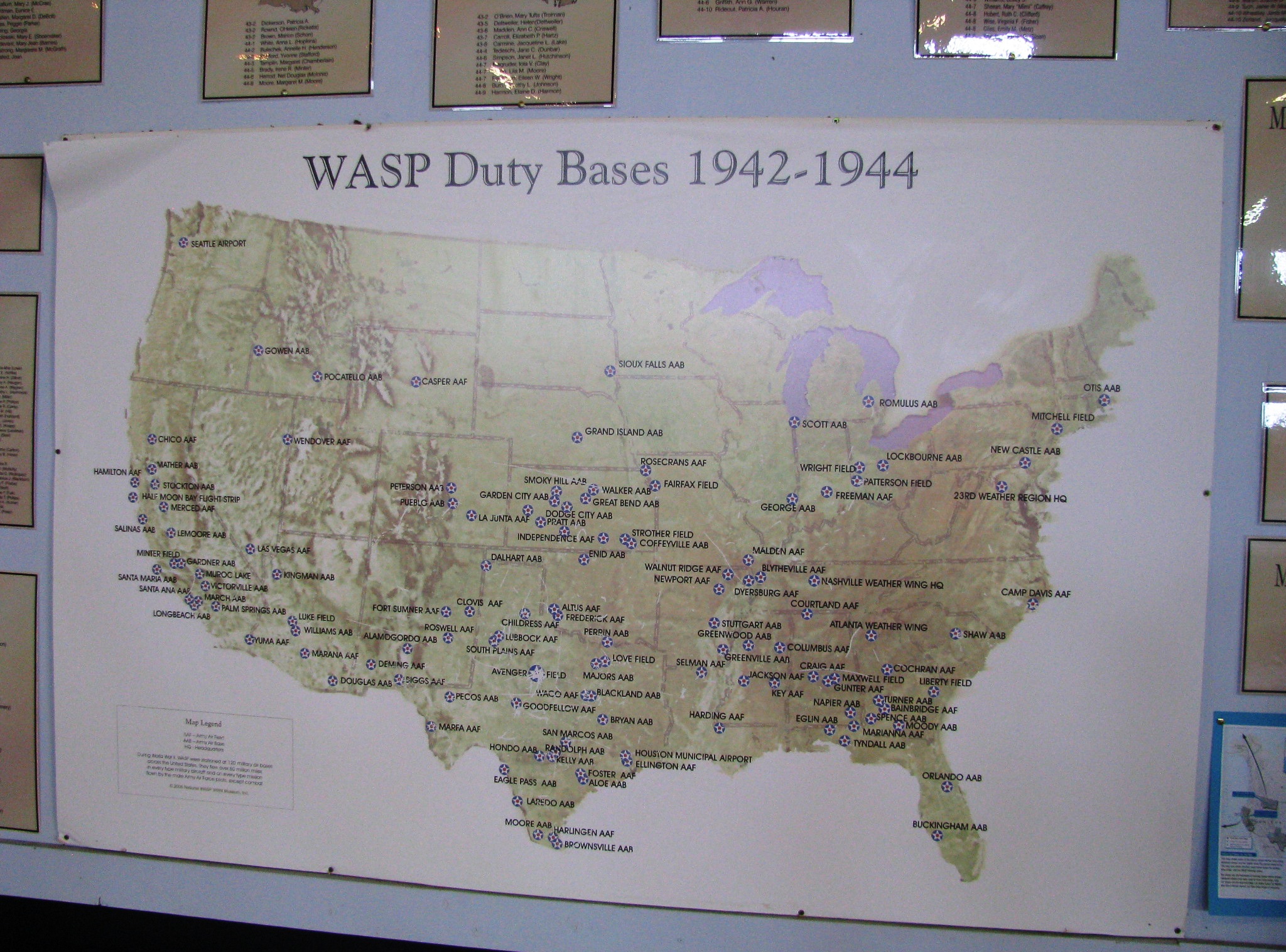 map of US where WASP were stationed