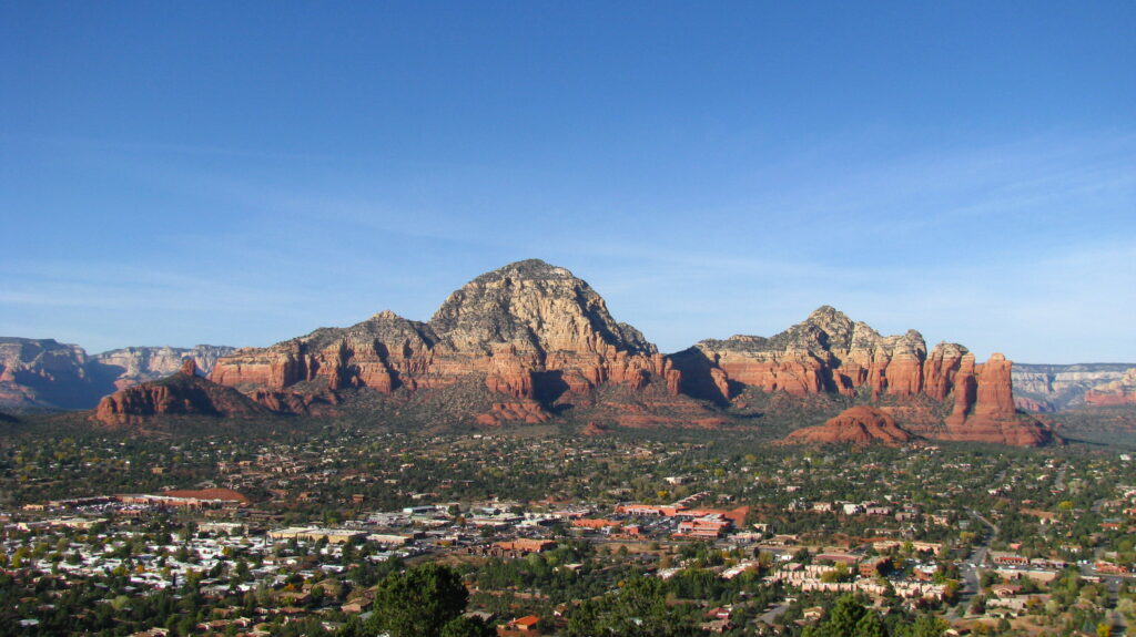 Panorama of the town of Sedona from the airport mesa