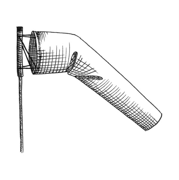 pen drawing of an airport wind sock