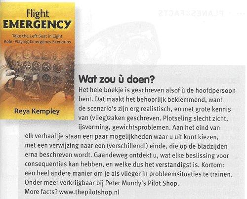 magazine clipping showing a book review of flight emergency
